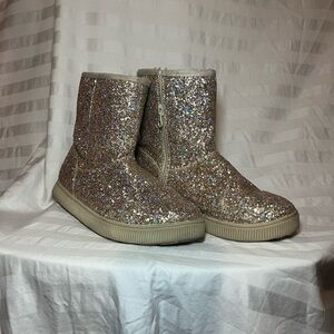 Cat & Jack Glittery Kids Boots - Silver Sparkle
